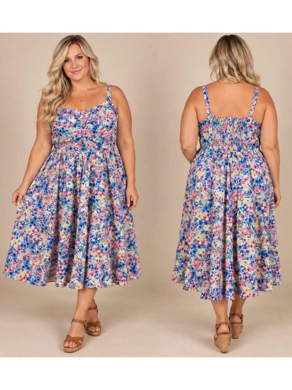 Colorful Floral Summer Dress Spring Plus Approx 2X